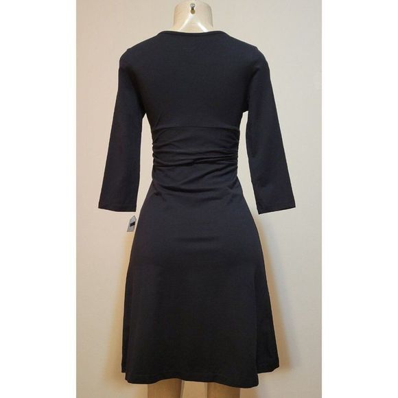 PATAGONIA WOMENS BLACK DRESS 3/4 SLEEVE ORGANIC  STRETCH COTTON MIX SIZE XS #938 - Picture 4 of 8